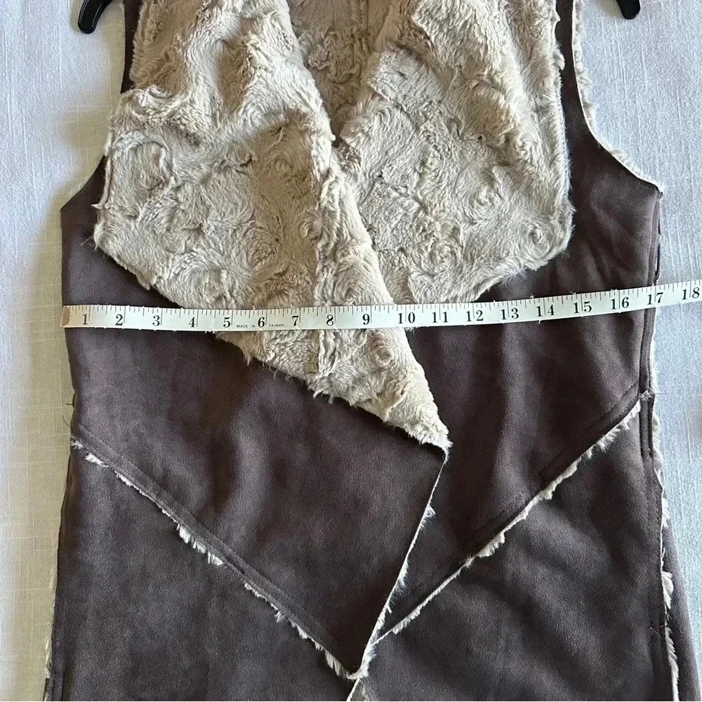 Faux Leather Womens S Open Front Vest Boho Western Country Equestrian Cowgirl - Picture 7 of 10